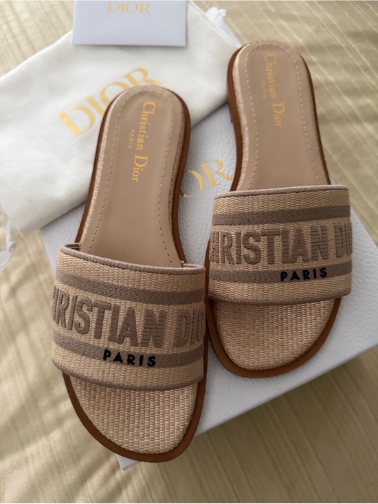 Dior Shoes - Dior Limited edition Summer Canvas Slide Mules with 'Christian Dior Paris' Band